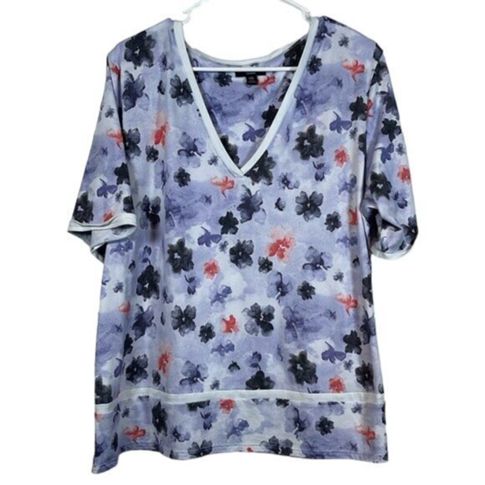 Women's Simply Vera Vera Wang Multicolor V-Neck Blouse Shirt Size XXL EUC #5990